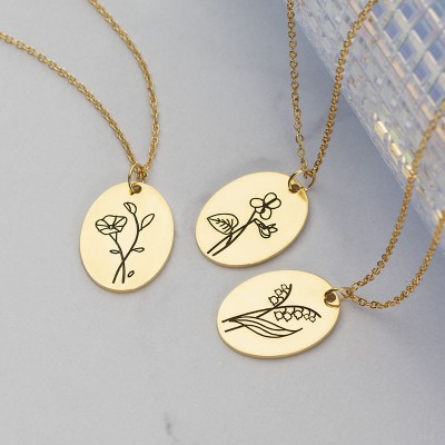 Custom Birth Flower Necklaces For Her September Morning Glory