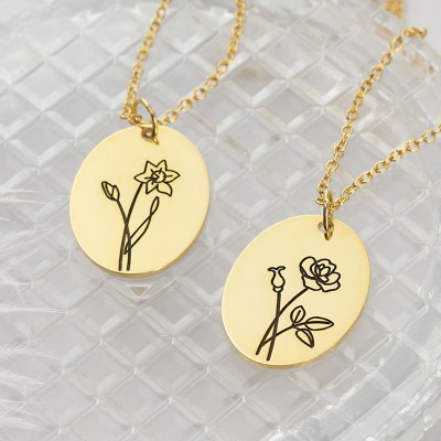 Custom Birth Flower Necklaces For Her June Rose