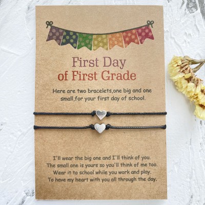 Mummy and Me Heart Matching Bracelets First Day of 1st Grade Back To School