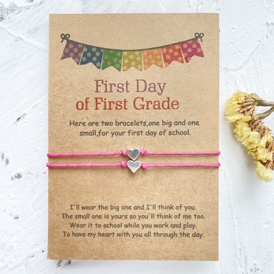 Mummy and Me Heart Matching Bracelets First Day of 1st Grade Back To School