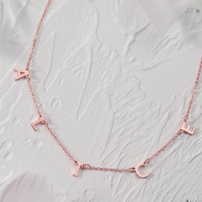18K Rose Gold Plating Personalised 1-10 Initial Letter Pendant Name Necklace For Her