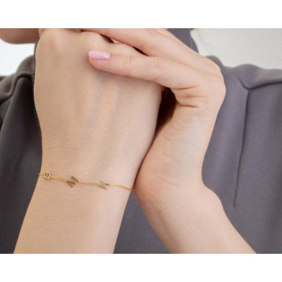 Personalised Initial Letter Heart Name Bracelet With 1-10 Initial Letters