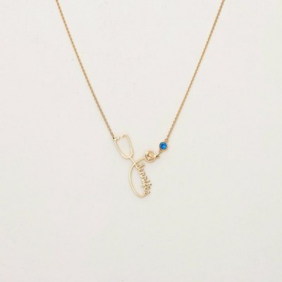 Personalised Stethoscope Name Necklace With Birthstone For Our Heroes