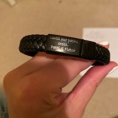 Men Personalised Engraved Name Leather Bracelets