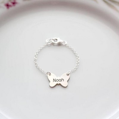 Personalised Butterfly Shape Brynn Baby Name Engraving Bracelets