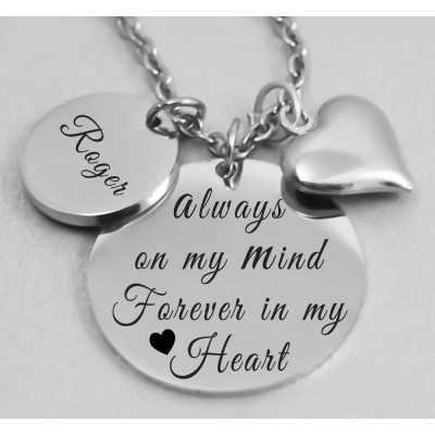 Personalised Engraved Always In My Heart Forever In My Heart Memorial Necklace