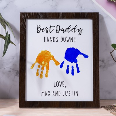 Best Daddy Hands Down Kids Child Handprint Frame With Personalised Name Engraving DIY Present